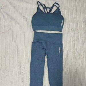 Gymshark Women’s Seamless Sports Bra (S) + Leggings (XS) Set | Light Blue
